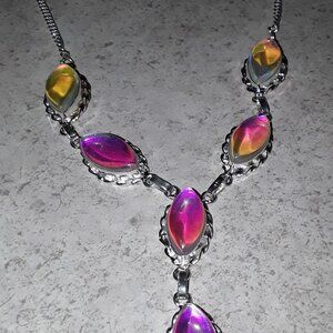 Fire Topaz Necklace - .925 SS     (NWOT)